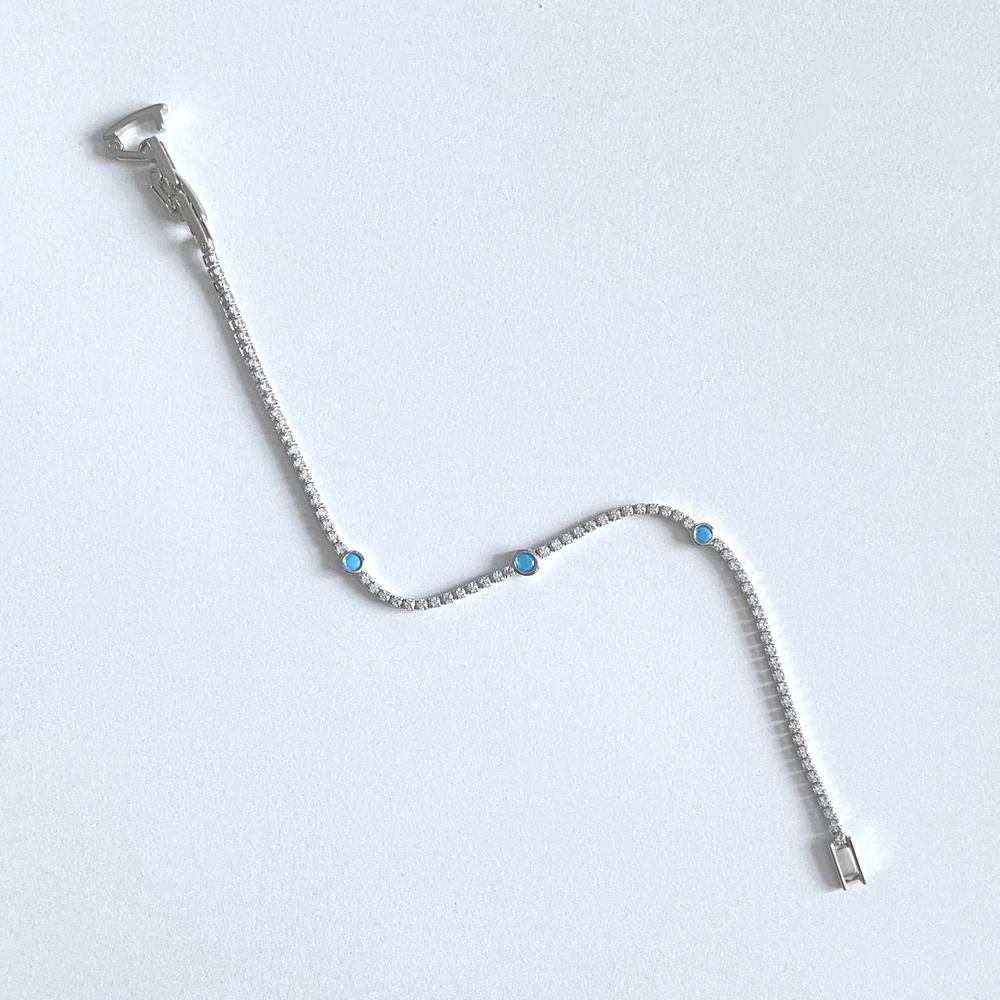 Minimal Mavi Yuvarlak Toplu Taşlı Bileklik