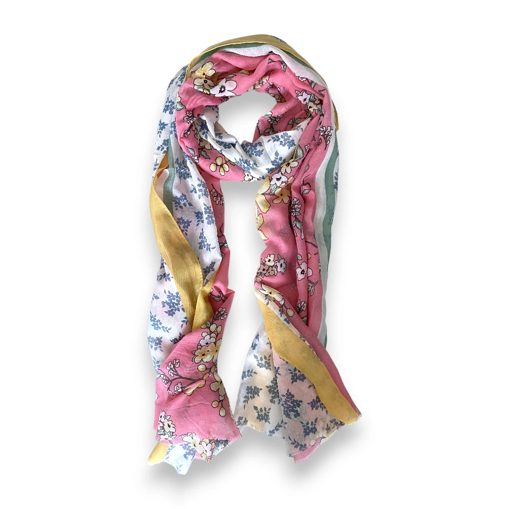 Floral Desen Çift Renk Pamuklu Şal