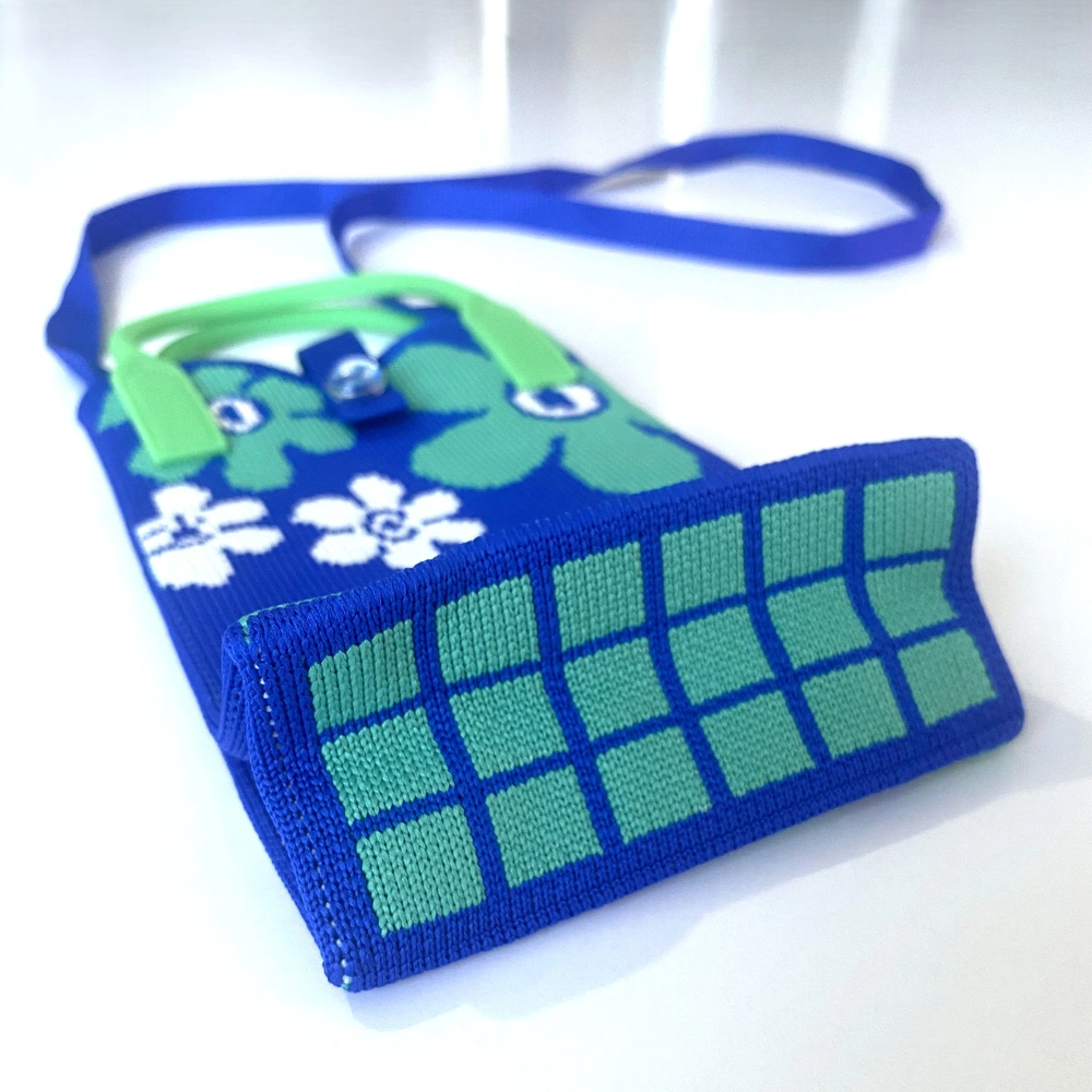 Çiçekli Mini Triko Telefon Çantası